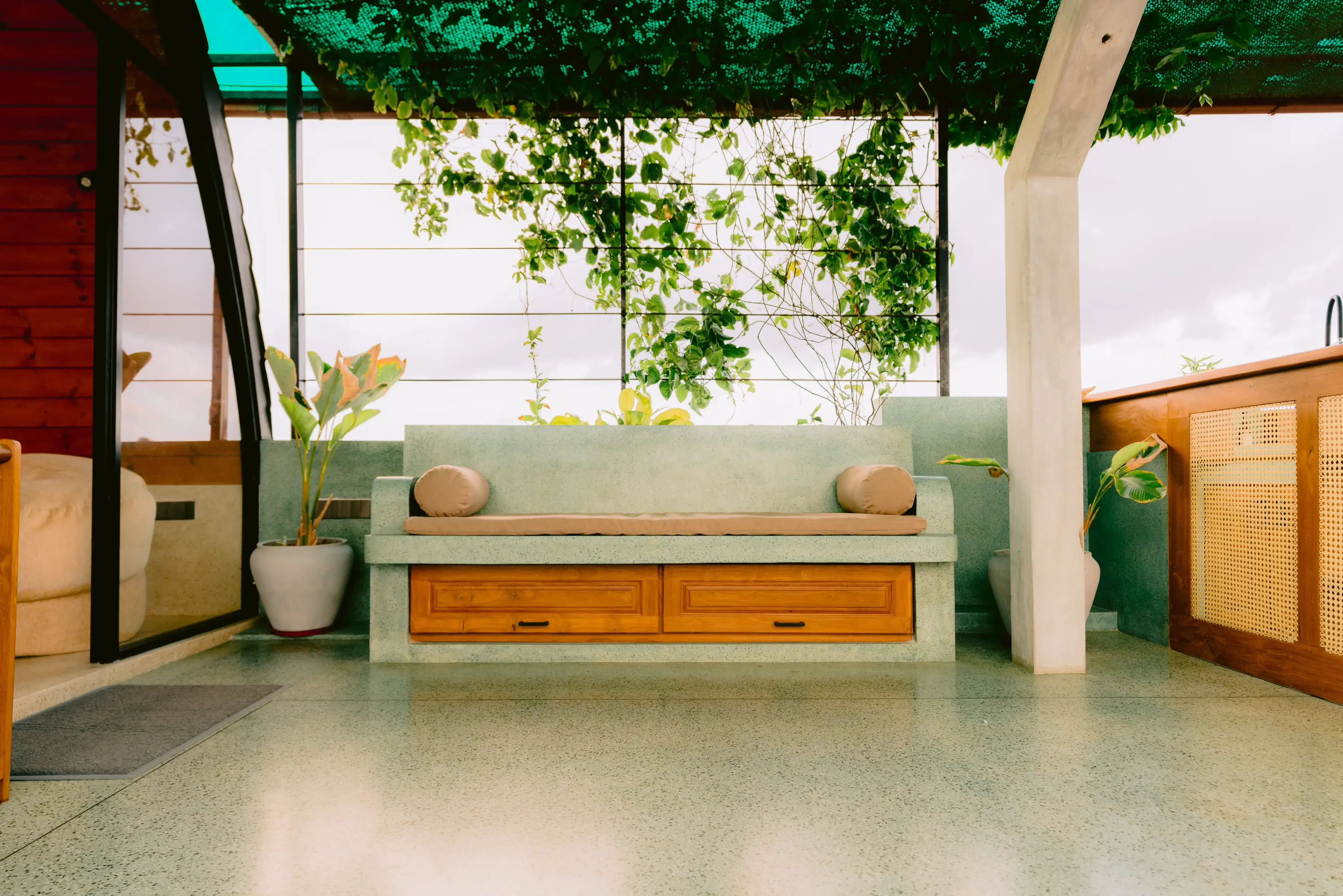 ELU Studios rooftop cabana private balcony with seating